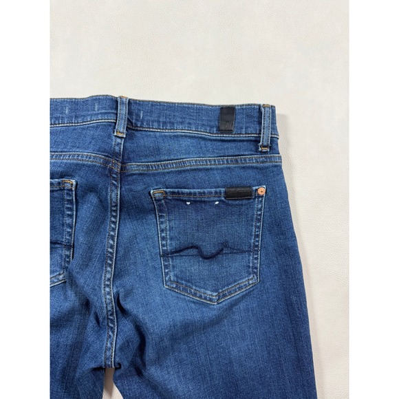 7 For All Mankind Women Bootcut Jeans Italian Fabric Dark Wash Blue Size 30 - Picture 8 of 9